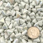 Sweetie White Iridized triangle tiles, 10mm recycled glass mosaic 