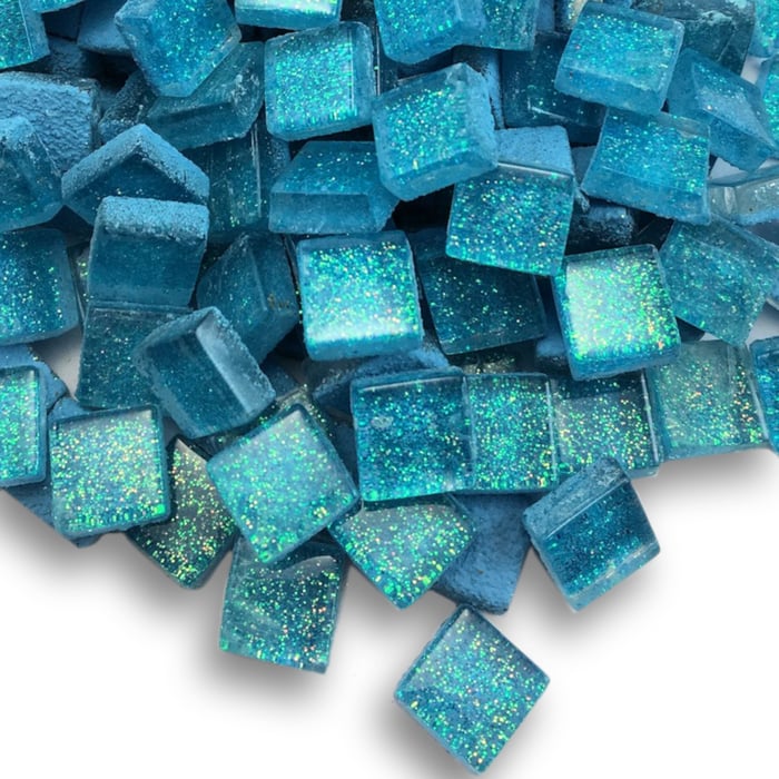 glitter tile, tiny glass tile, glitter babies, Mini tile,  mosaic, 705, aqua, Mosaic