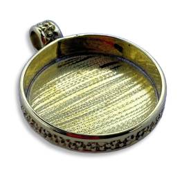 Round Textured Brass Pendant Bezel