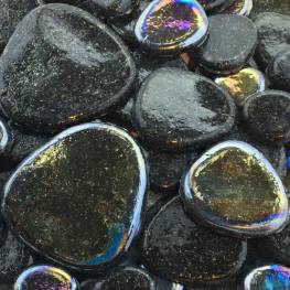 Iridized Black Glass Pebbles