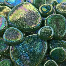 Iridized Emerald Glass Pebbles
