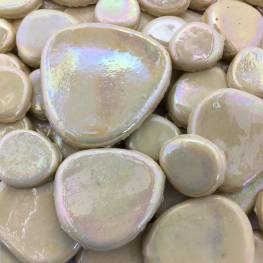 Iridized Ivory Glass Pebbles
