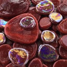 Iridized Scarlet Glass Pebbles