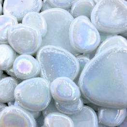 Iridized White Glass Pebbles